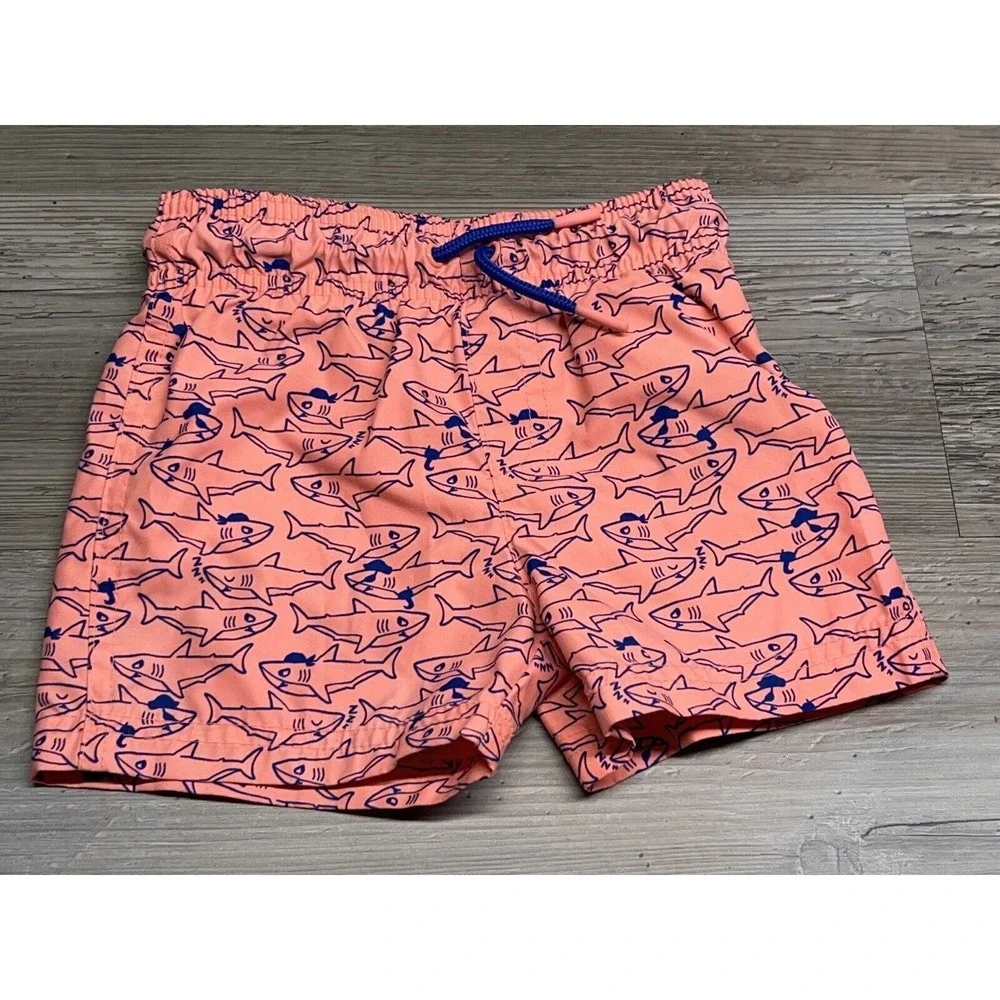 Cat & Jack Neon Pink‎ Sharks Swim Trunks Toddler Boys 18 Months Mesh Lined